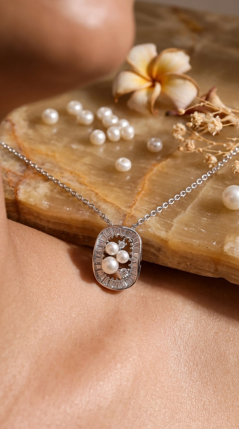 Pearl Halo Pendant Necklace