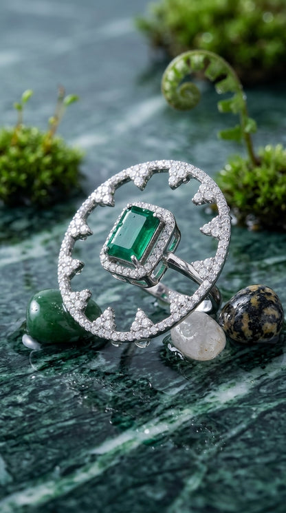 Emerald Halo Statement Ring ✨