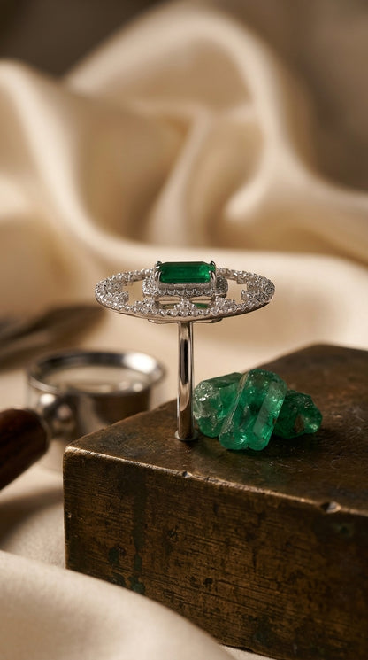 Emerald Halo Statement Ring ✨
