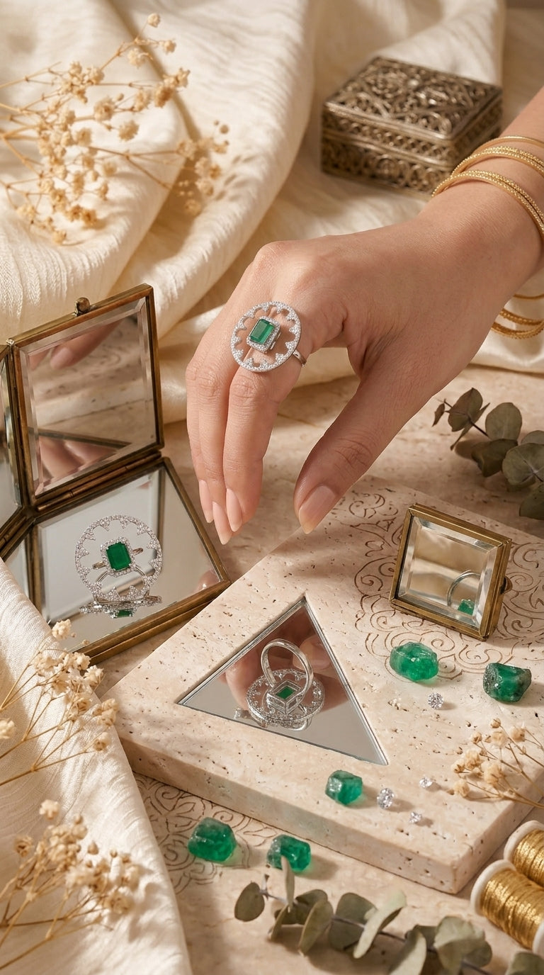 Emerald Halo Statement Ring ✨