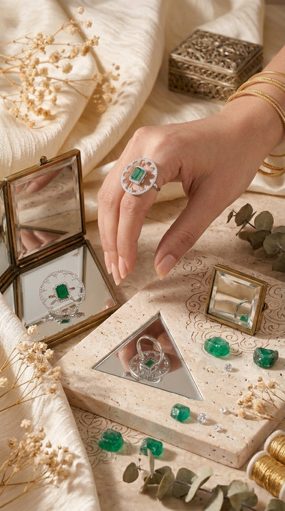 Emerald Halo Statement Ring ✨