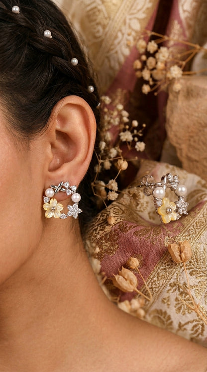 Pearl Blossom Sterling Silver Earrings