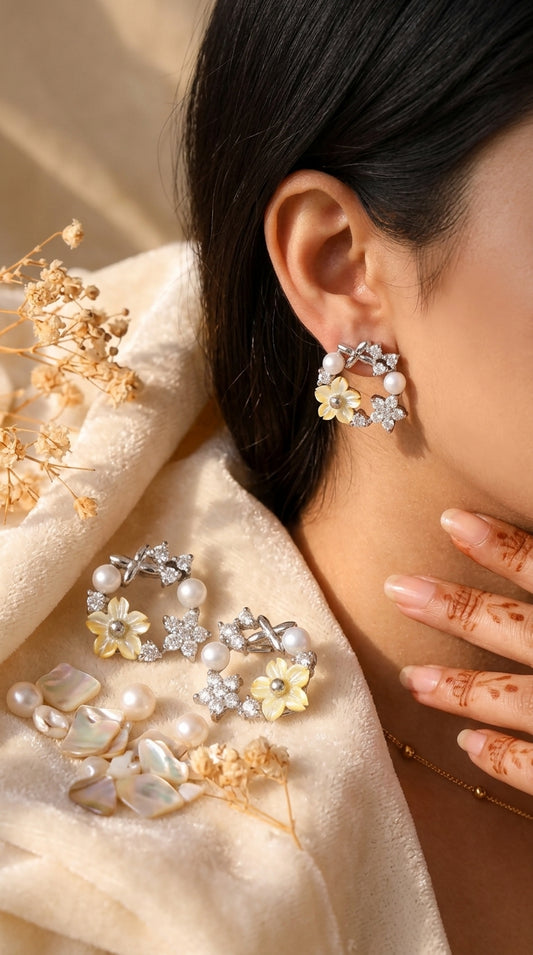 Pearl Blossom Sterling Silver Earrings