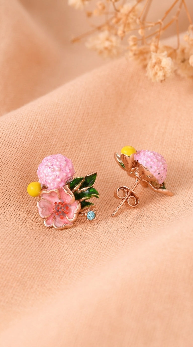 Blossom Charm Sterling Silver Stud Earrings