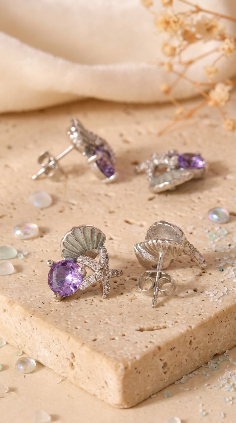 Ocean Muse Sterling Silver Stud Earrings