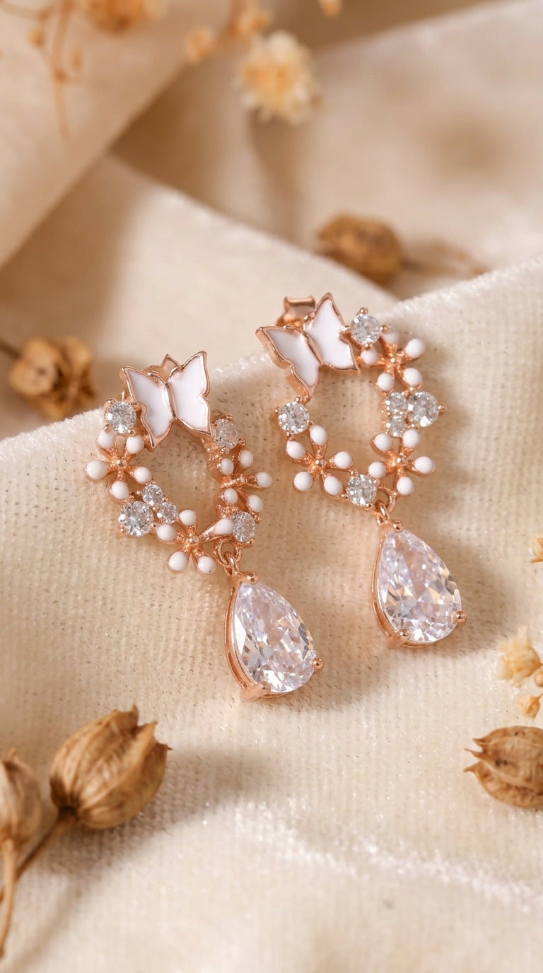 Butterfly Bloom Sterling Silver Drop Earrings