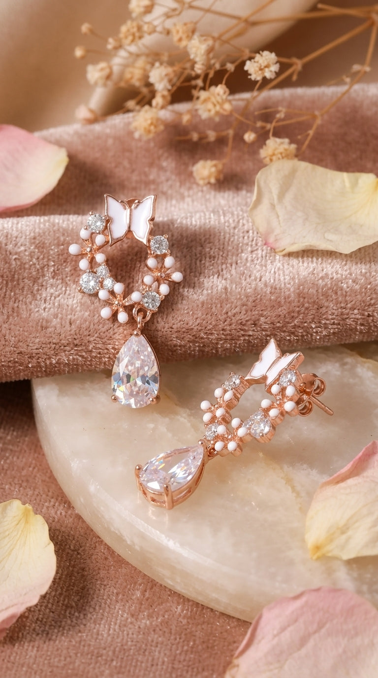 Butterfly Bloom Sterling Silver Drop Earrings