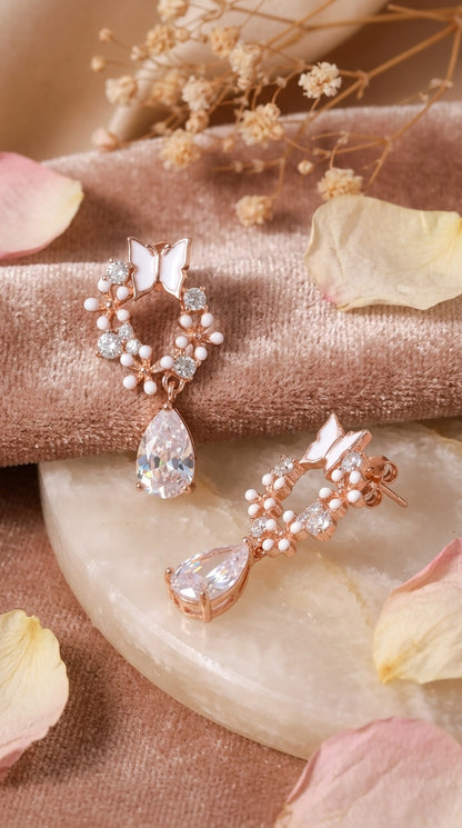 Butterfly Bloom Sterling Silver Drop Earrings