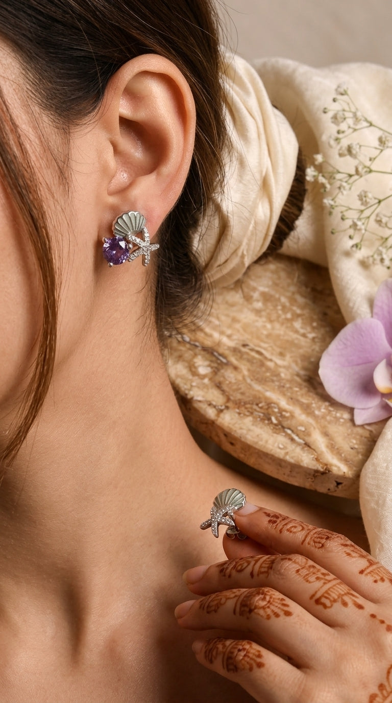 Ocean Muse Sterling Silver Stud Earrings