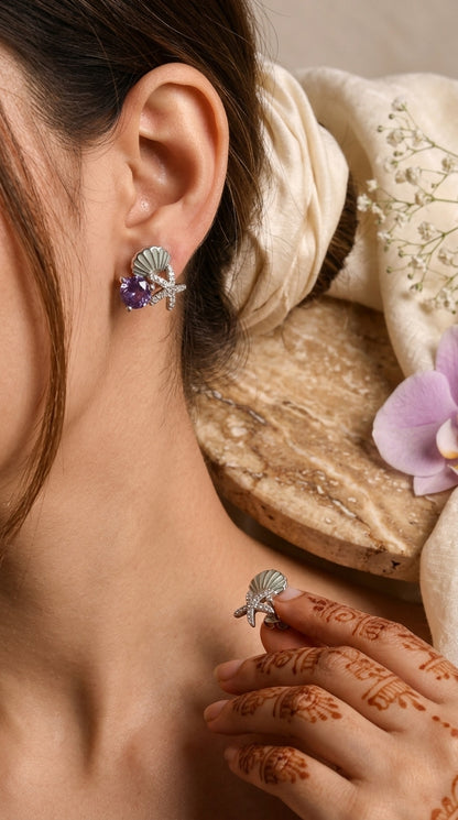 Ocean Muse Sterling Silver Stud Earrings