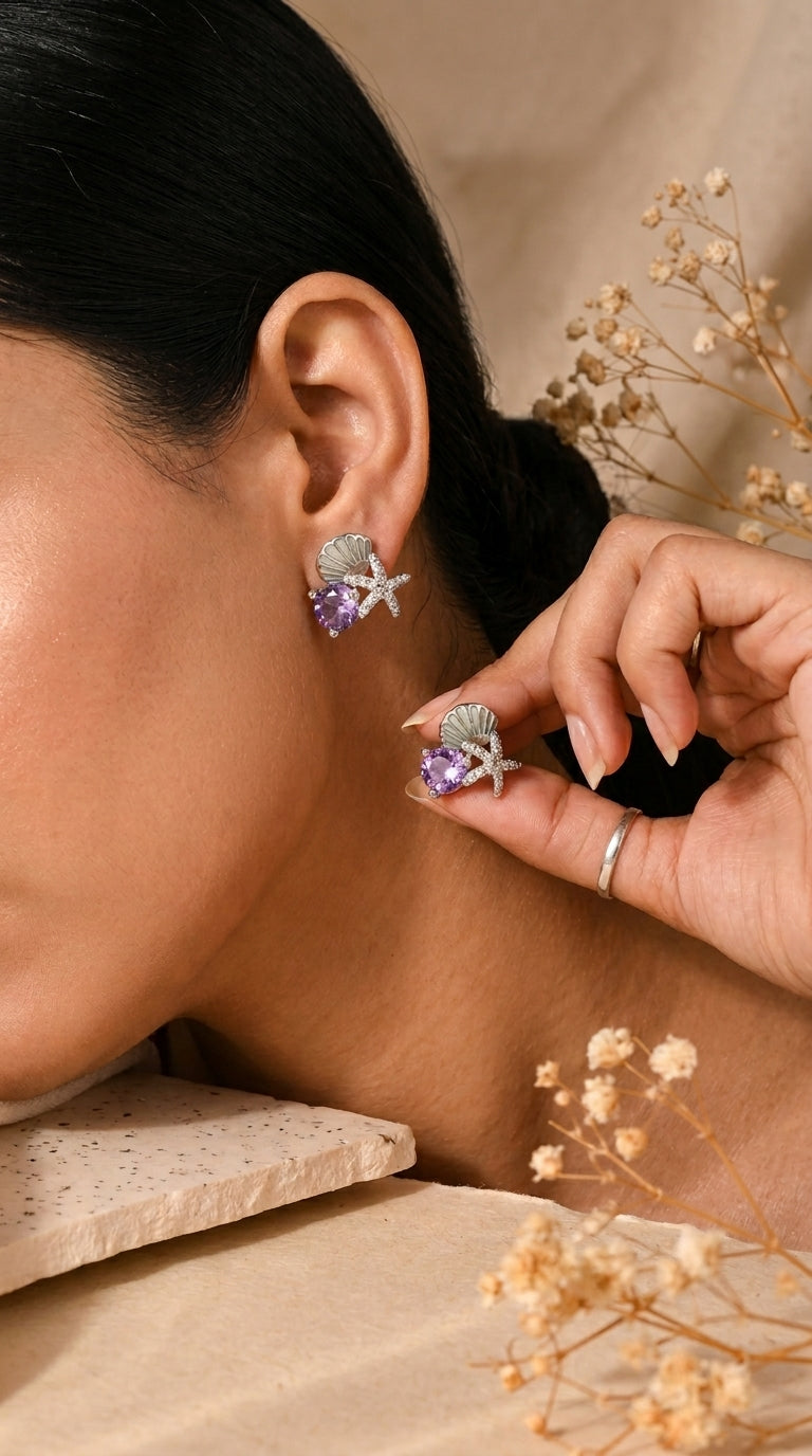 Ocean Muse Sterling Silver Stud Earrings