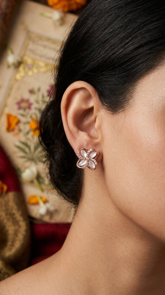Rose Gold Flower Stud Earrings