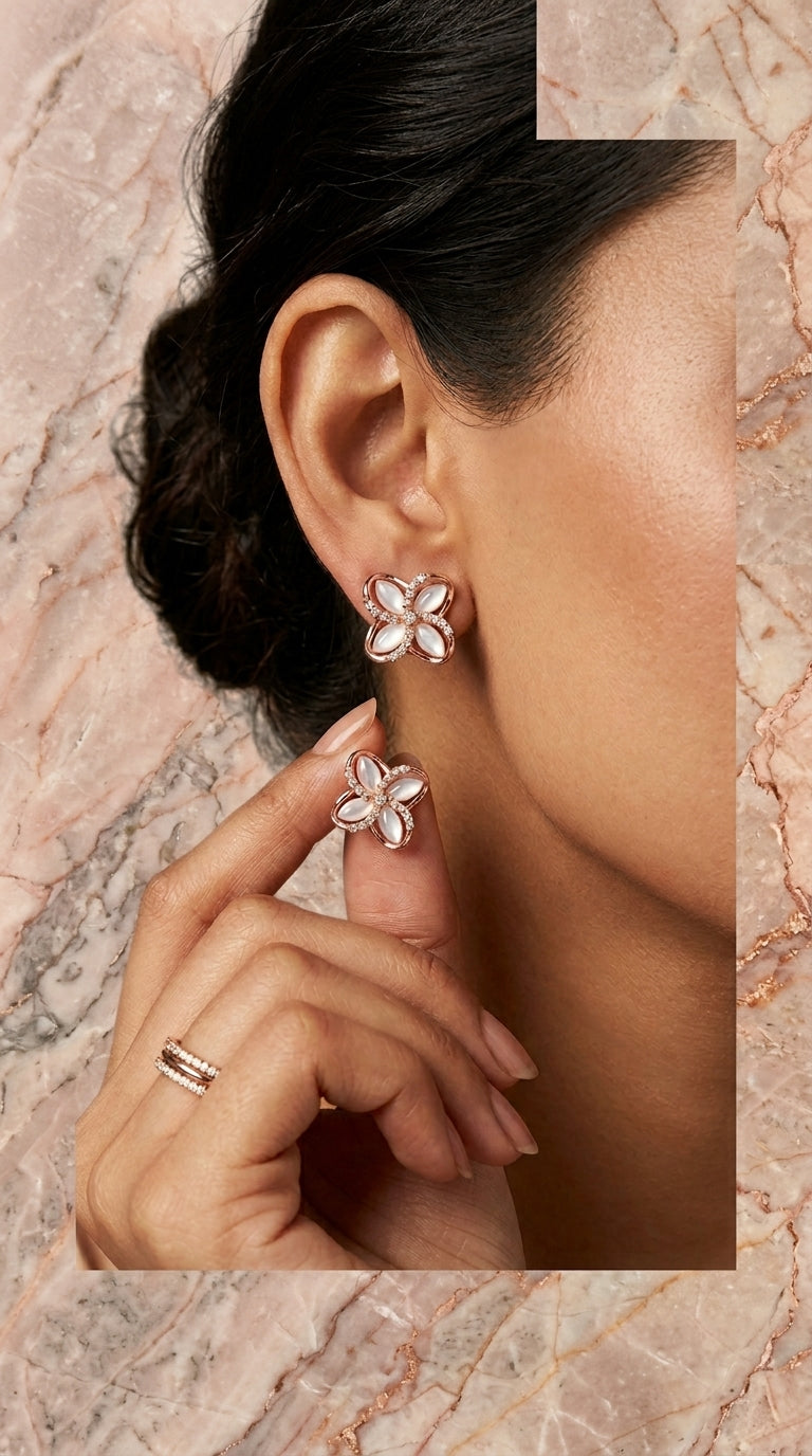Rose Gold Flower Stud Earrings