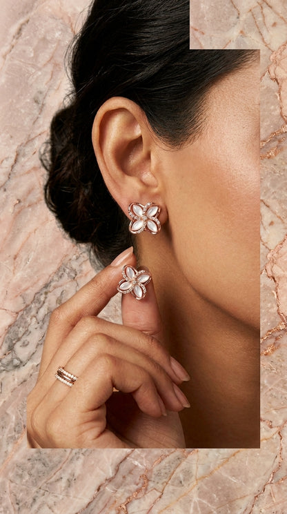 Rose Gold Flower Stud Earrings