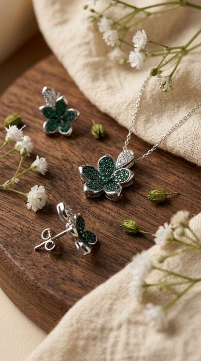 Emerald Bloom Jewellery Set