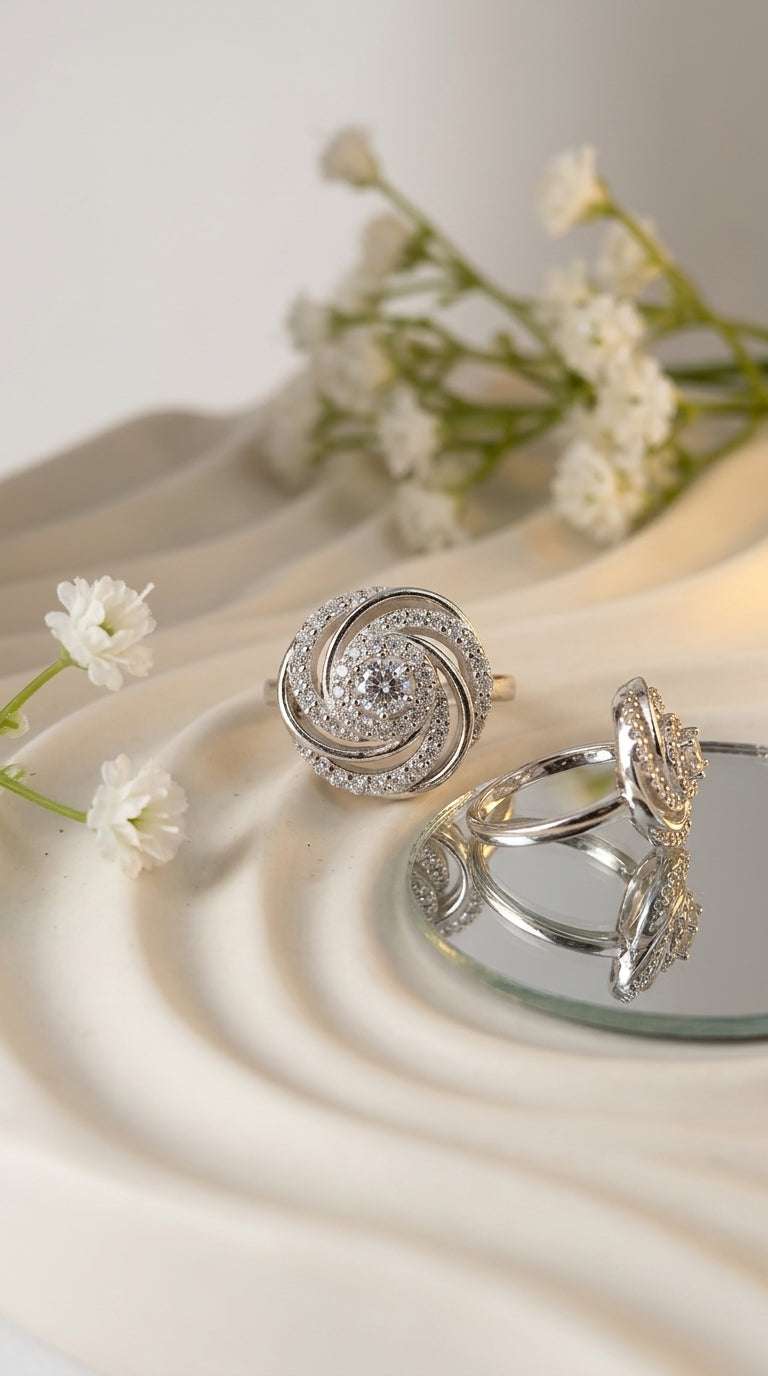 Celestial Swirl Statement Ring