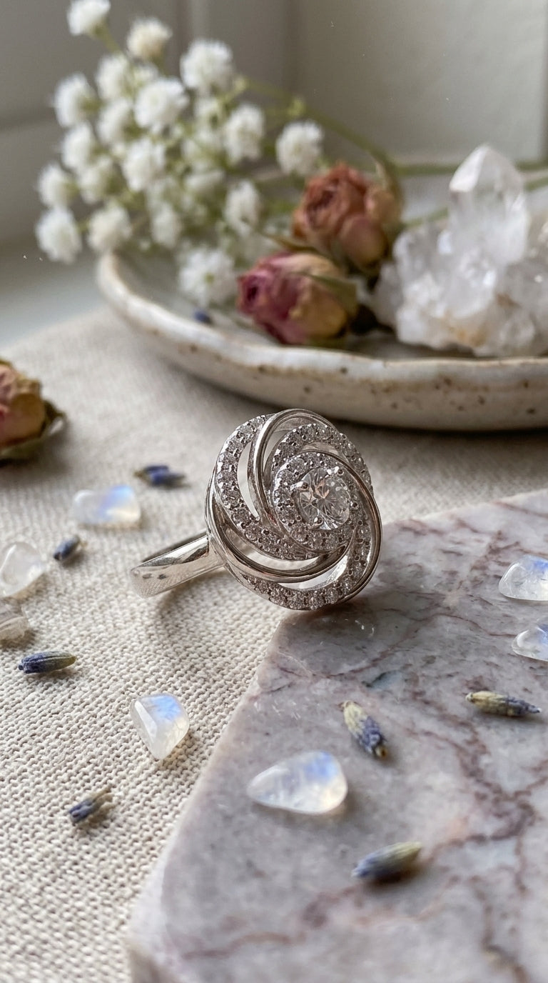 Celestial Swirl Statement Ring