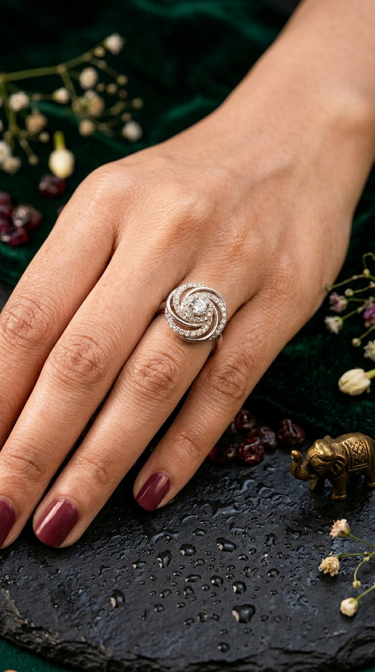Celestial Swirl Statement Ring
