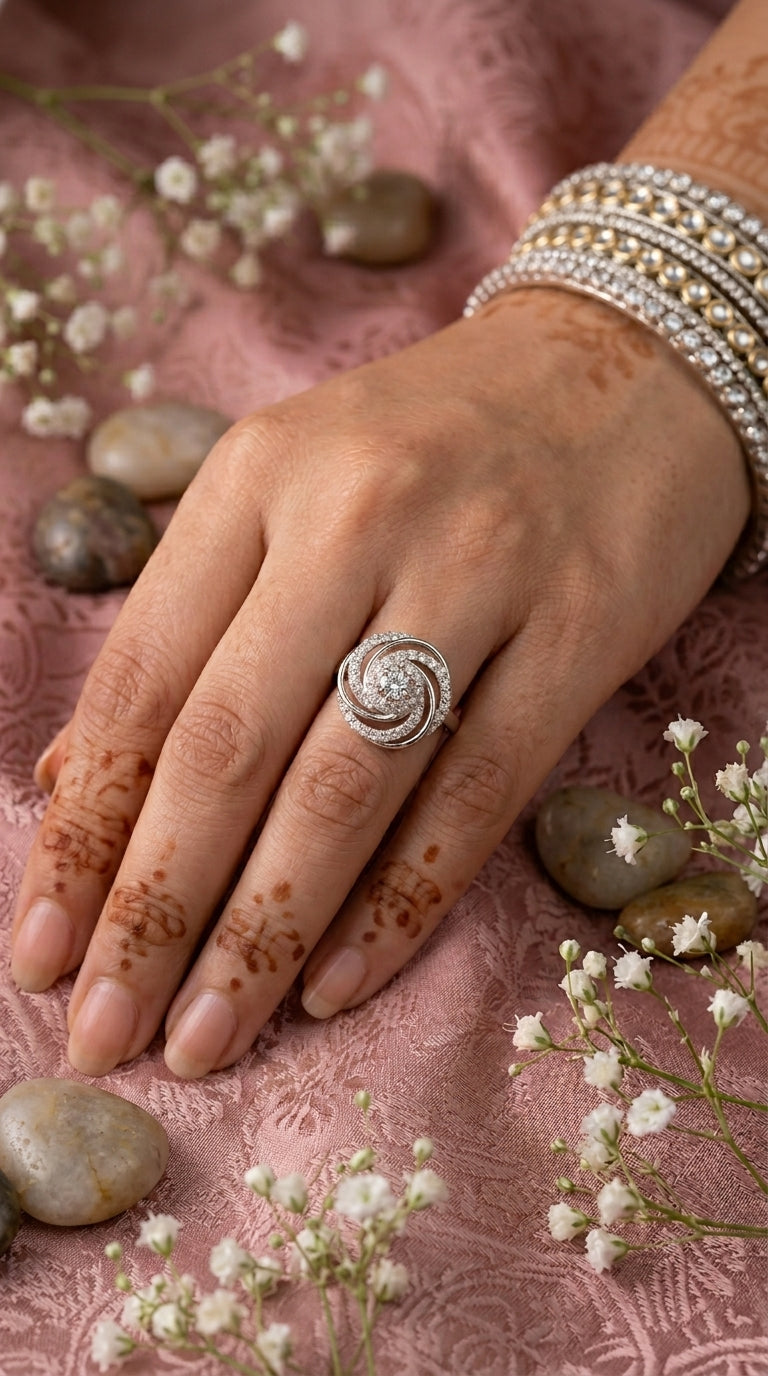 Bloom Swirl Halo Ring
