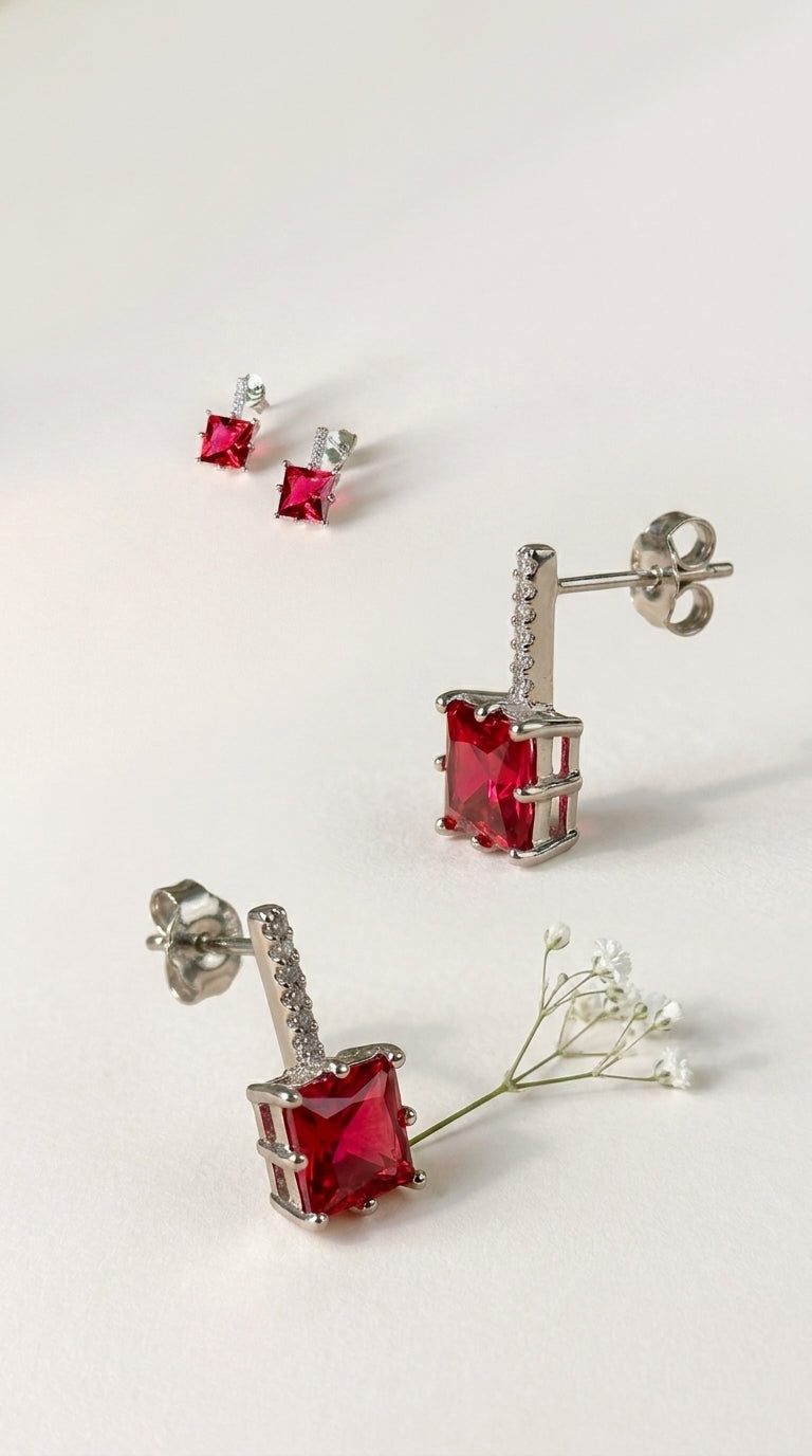 Ruby Glow Stud Earrings