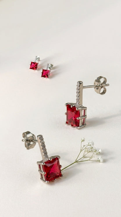 Ruby Glow Stud Earrings