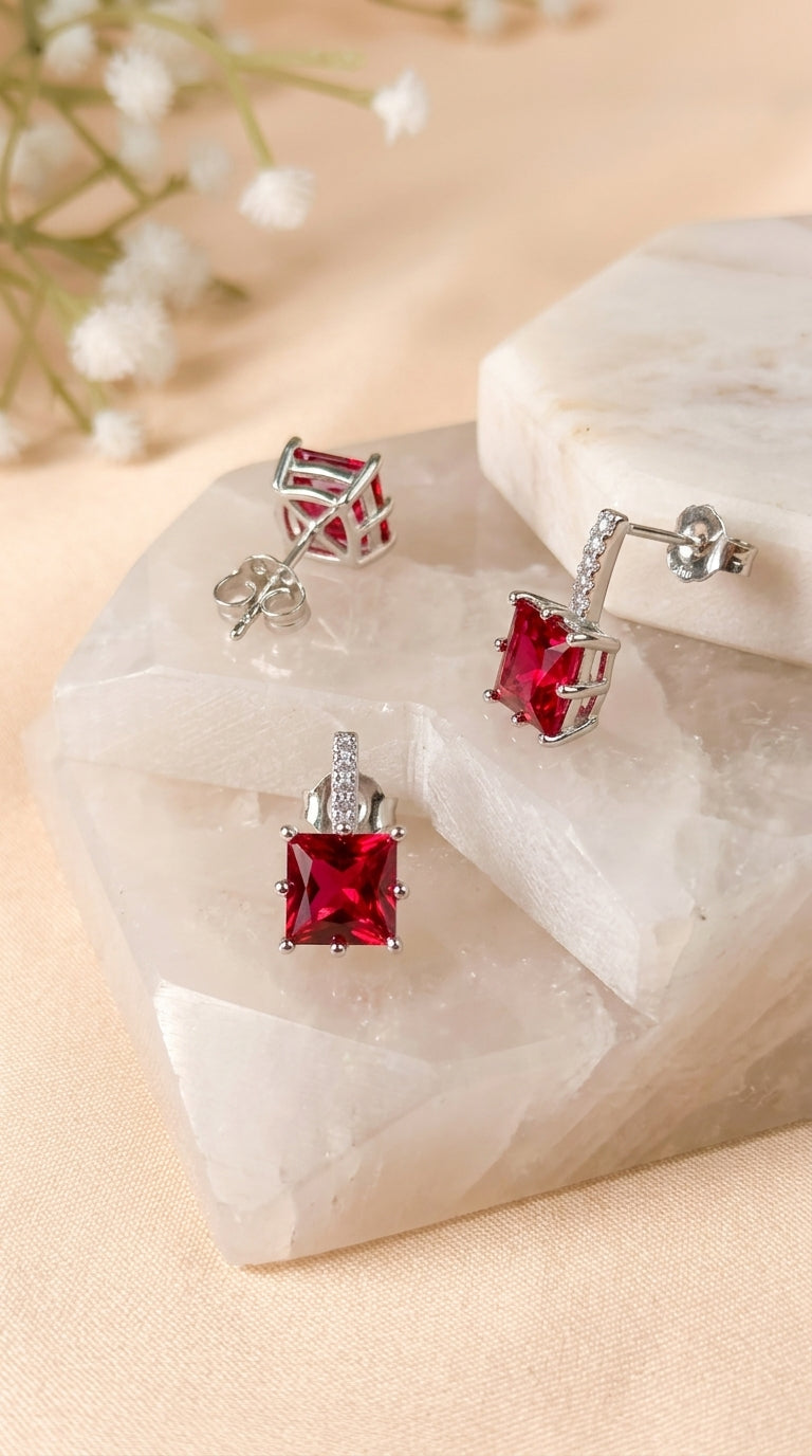 Ruby Glow Stud Earrings