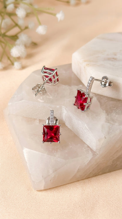 Ruby Glow Stud Earrings