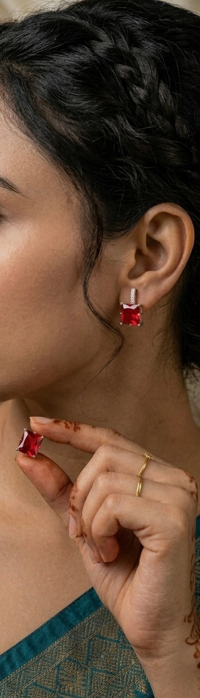 Ruby Glow Stud Earrings