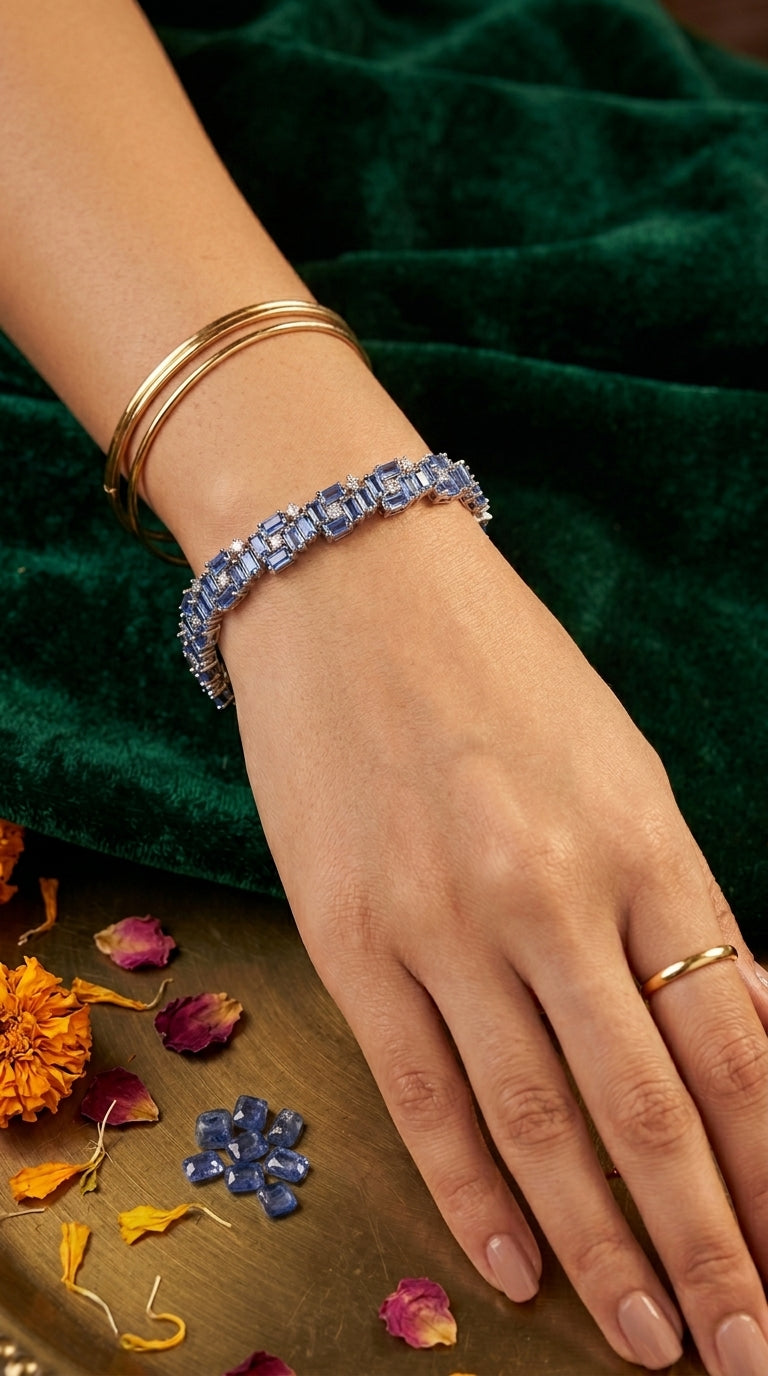 Azure Spark Tennis Bracelet