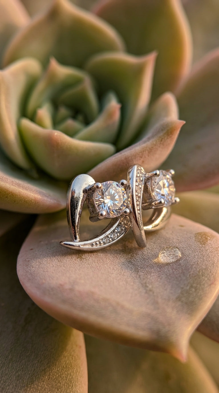 Celestial Spark Heart Stud Earrings