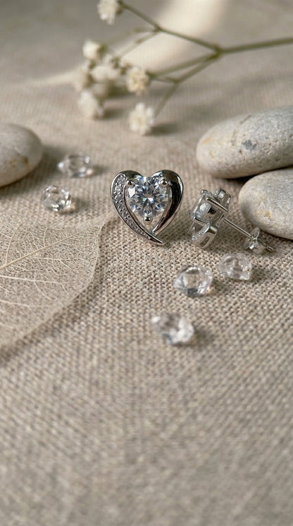 Celestial Spark Heart Stud Earrings