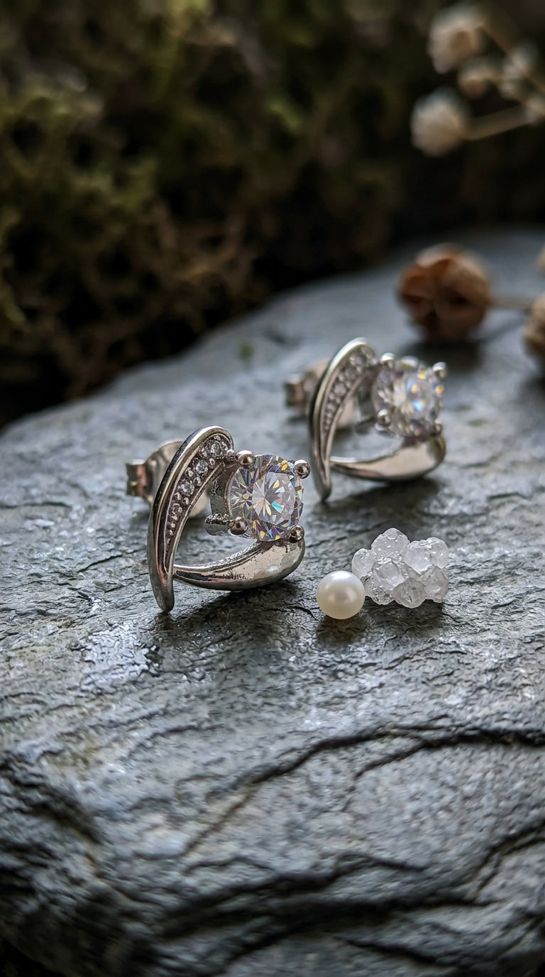 Celestial Spark Heart Stud Earrings