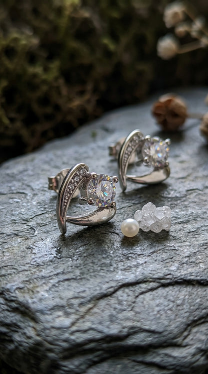 Celestial Spark Heart Stud Earrings