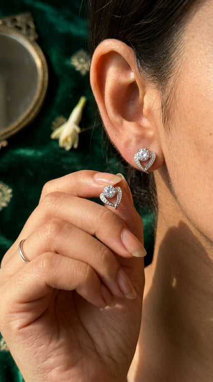 Celestial Spark Heart Stud Earrings