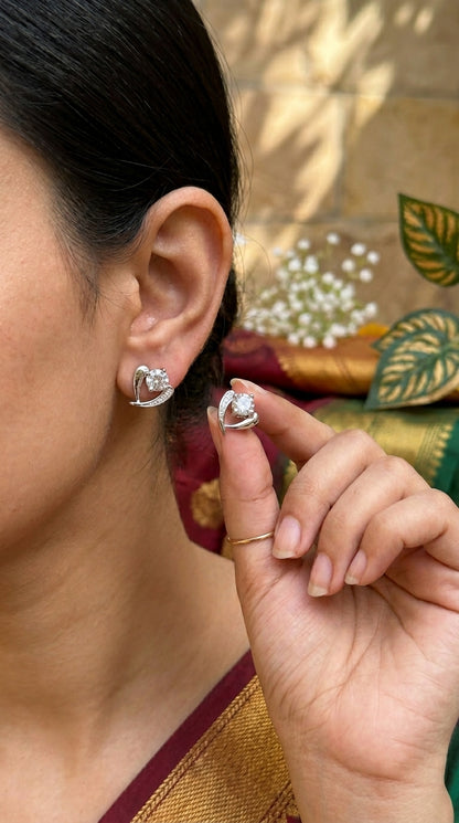 Celestial Spark Heart Stud Earrings
