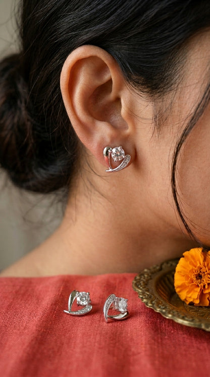 Celestial Spark Heart Stud Earrings