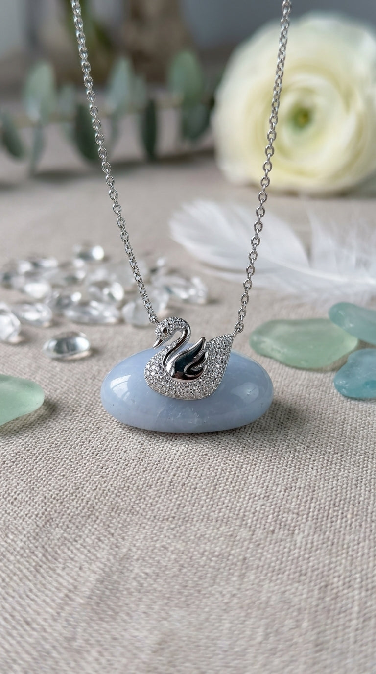 Midnight Swan Pendant Necklace