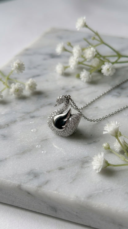 Midnight Swan Pendant Necklace