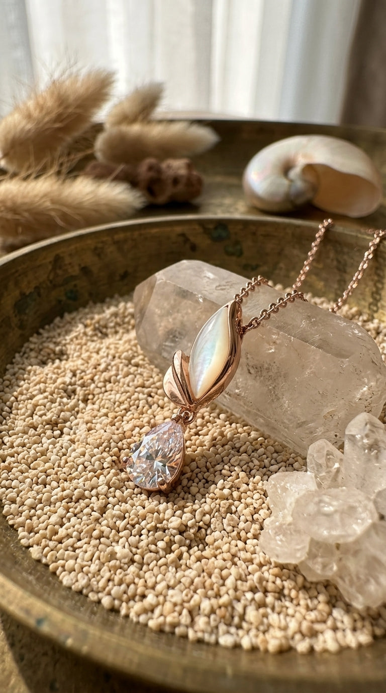 Rose Gold Moonlit Bloom Pendant Necklace