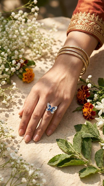 Sapphire Butterfly Ring