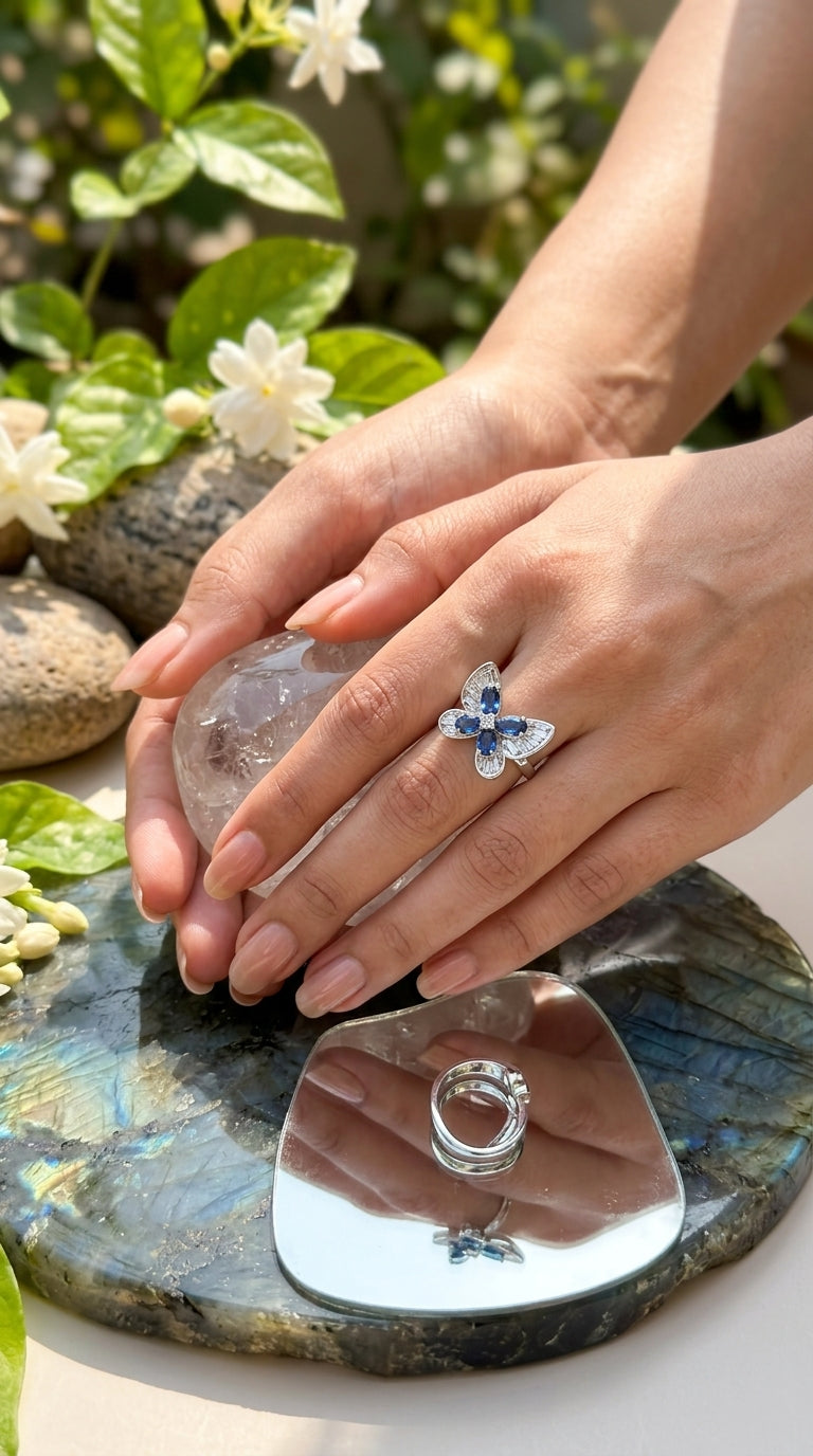Sapphire Butterfly Ring