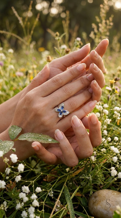 Sapphire Butterfly Ring