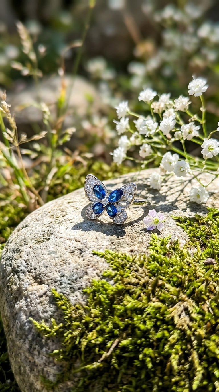 Sapphire Butterfly Ring