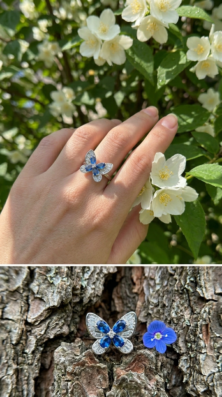 Sapphire Butterfly Ring