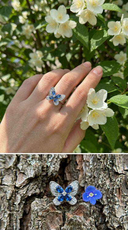Sapphire Butterfly Ring