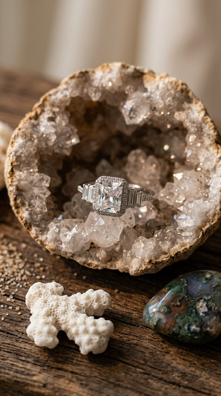 Emerald Halo Statement Ring