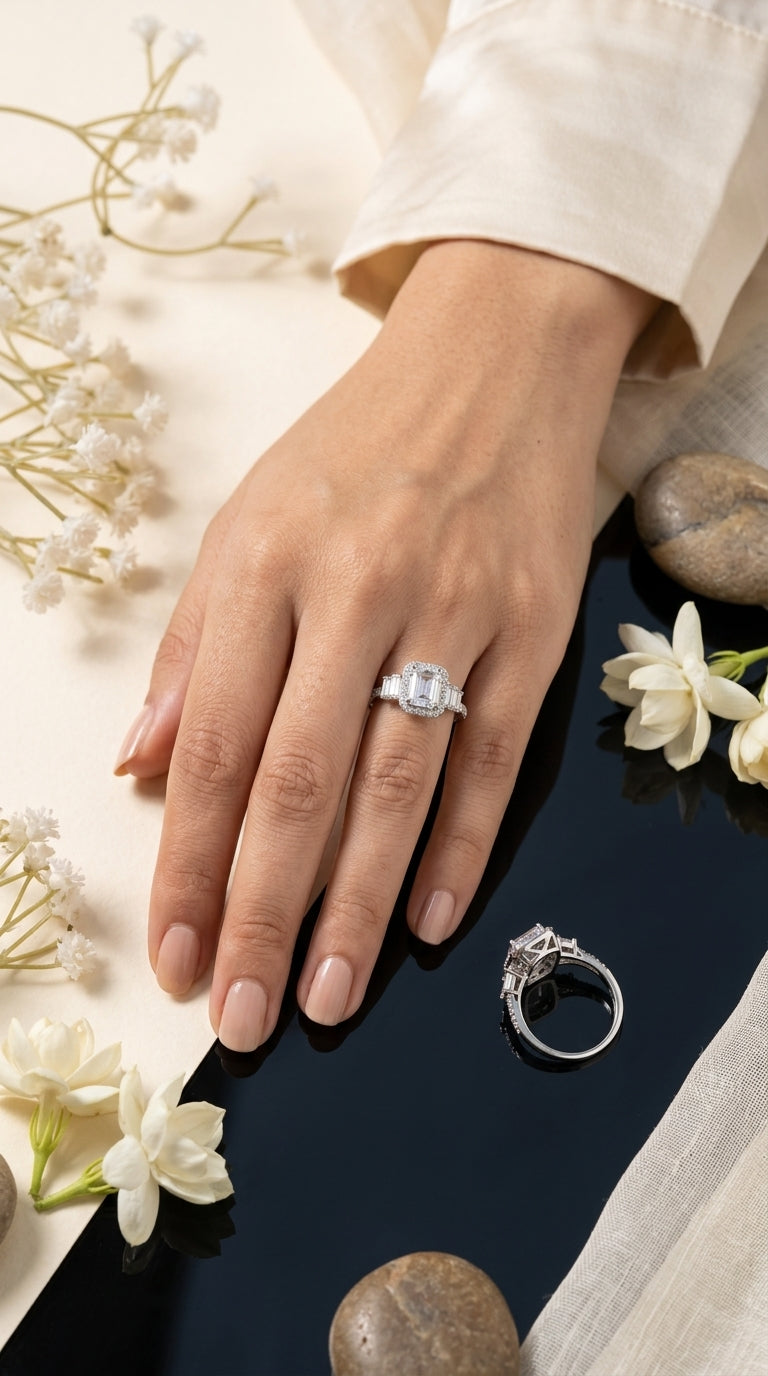Emerald Halo Statement Ring