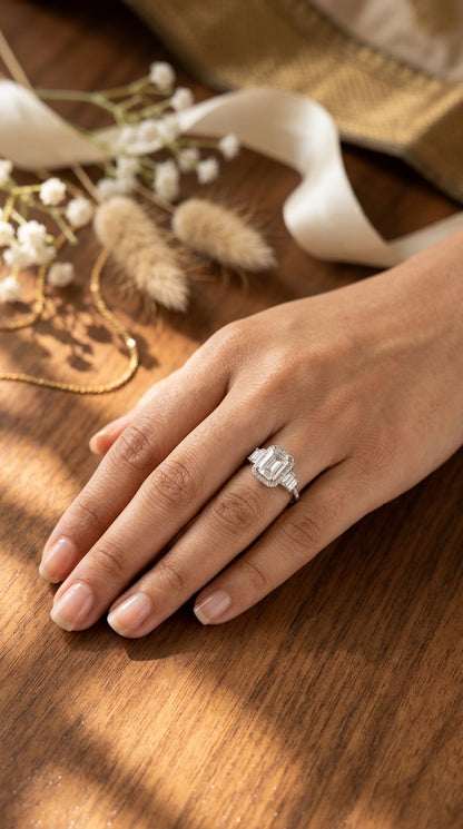 Emerald Halo Statement Ring