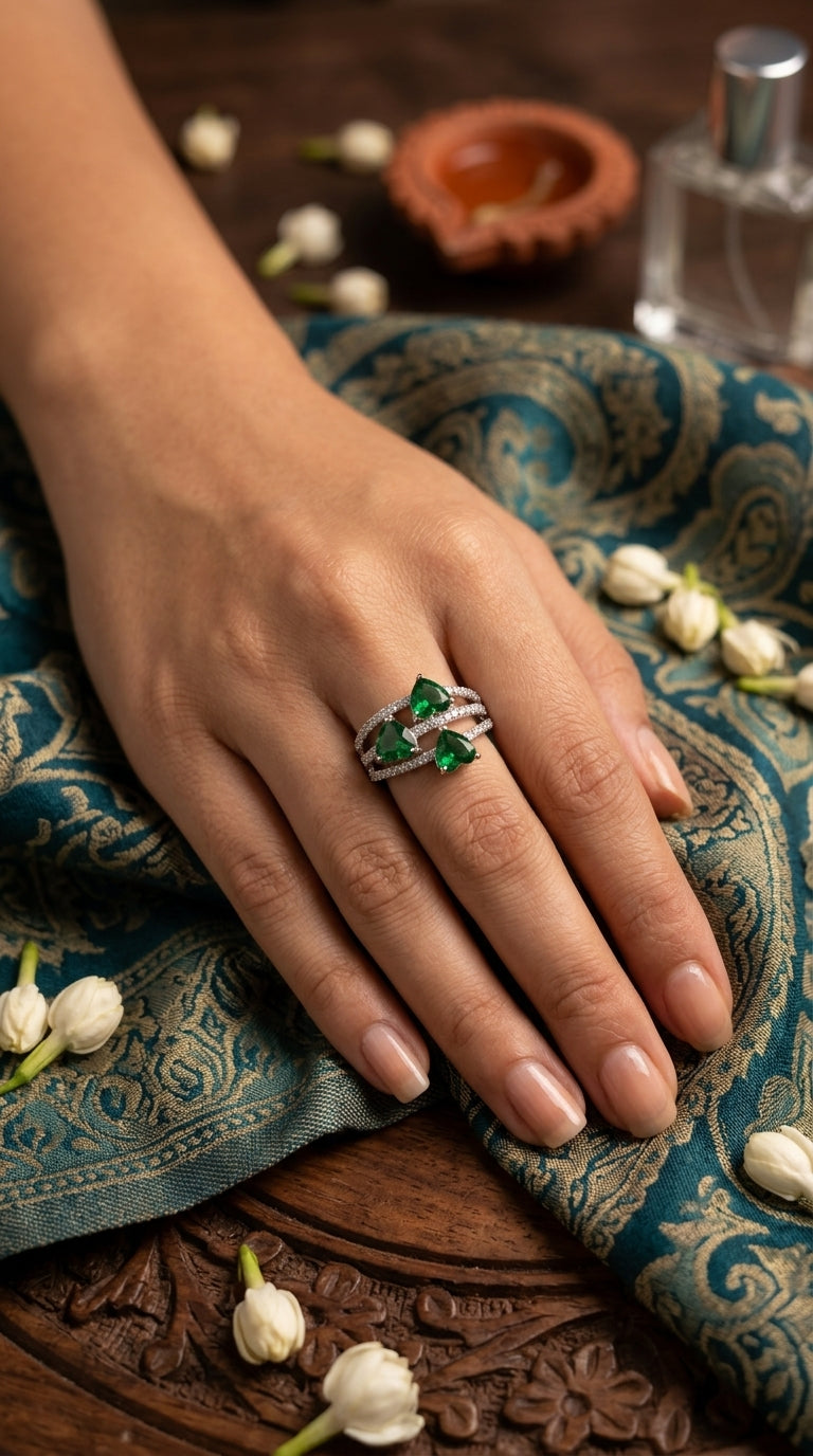 Emerald Trio Statement Ring