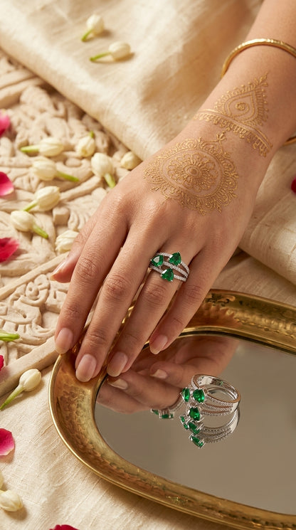 Emerald Trio Statement Ring